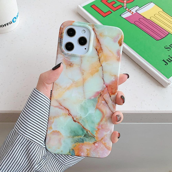 Vintage Marble Phone Case For iPhone 13 Pro Max 11 12 Pro Max Soft Back Cover Lightweight and Stylish Full Body Slim Shockproof Protective Cover for Women Girls