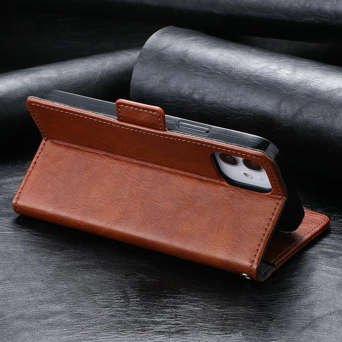 Luxury Leather Case For iPhone 13 11 12 14 Pro Max Mini Wallet Pocket Flip Case Cover Vintage Luxury Genuine Leather Fashion Business Classic Flip Case For Men