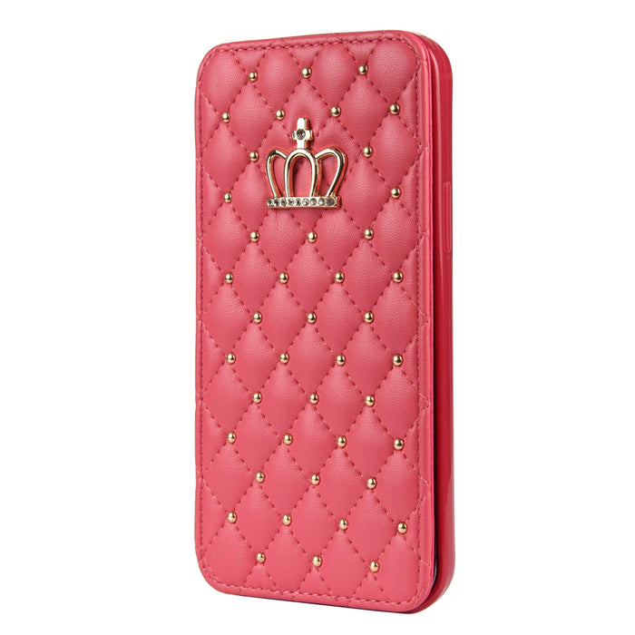 Cute Pink Wallet Flip Leather Phone Case For iPhone 14 13 12 Pro Max 11 Xr Xs X Cute Crown Cover For 7 8 Plus Card  Shock Absorption Card Pocket Pocket Full Protection Horizontal Stand Function Leather Phone Case