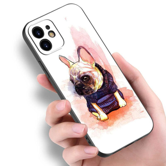 Cute Frenchie Puppy Phone Case For Iphone 14 13 12 Mini 11 Pro Max 7 8 Xr X Xs 7 8 Plus Se 2020 2022 Cover Cute Slim Phone Transparent Soft Elastic Silicone Cover