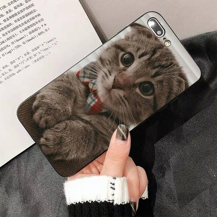 Cute Cat Black Phone Case For IPhone 13 8 7 6 6S Plus X 5 5S SE 2020 XR 11 Pro XS MAX Slim Fit Soft Print Design Flexible Silicone Cover For iPhone