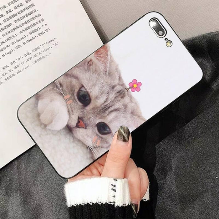 Cute Cat Black Phone Case For IPhone 13 8 7 6 6S Plus X 5 5S SE 2020 XR 11 Pro XS MAX Slim Fit Soft Print Design Flexible Silicone Cover For iPhone