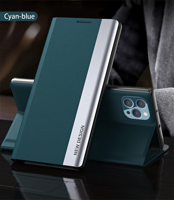 Green Elegant Magnetic Flip Case For iPhone 14 Pro Max 12 13 Mini Luxury Wallet Stand Cover Phone Magnetic Thin Slim Flip Leather Magnetic Closure Case Cover For iphone