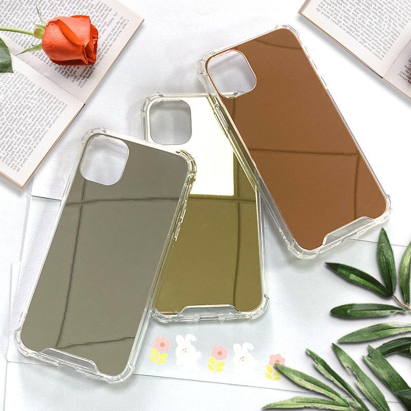 Luxury Mirror Phone Case For iPhone 14 13 12 11 Pro XS MAX XR Shockproof Back Cover Case For iPhone 7 8 6s 6 s plus Protective Case Hard Back Soft Bumper Anti-Scratch Phone Cover For Girls