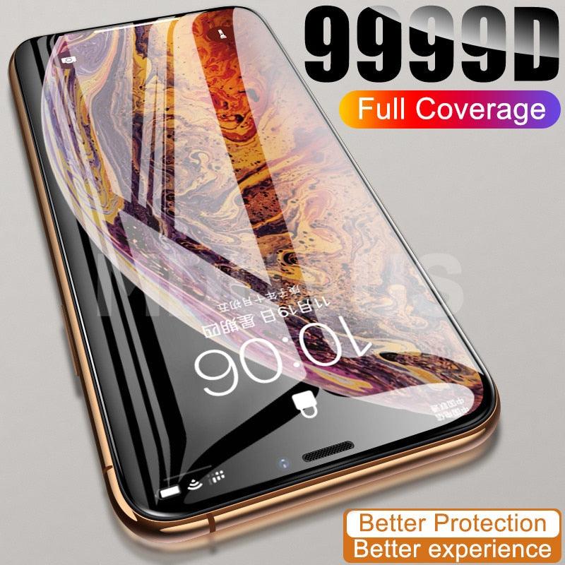 9999D Full Cover Glass For iPhone 11 12 Pro XS Max X XR 12 mini Screen Protector iPhone 8 7 6 6S Plus Tempered Glass Film Case Full Coverage Front Tempered Glass Screen Protector for iPhone