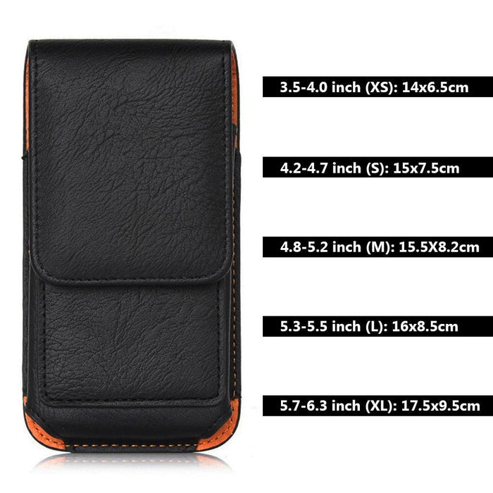 Universal Leather Case for iPhone Mens PU Leather Vertical Case with Belt Clip for iPhone Waist Pack Belt Clip Bag for 3.5-6.3" Mobile Phone Pouch Phone Cover