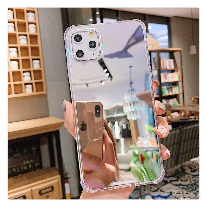 Luxury Mirror Phone Case For iPhone 14 13 12 11 Pro XS MAX XR Shockproof Back Cover Case For iPhone 7 8 6s 6 s plus Protective Case Hard Back Soft Bumper Anti-Scratch Phone Cover For Girls