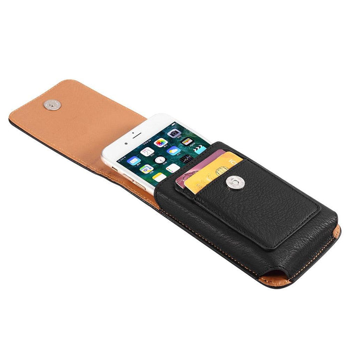 Universal Leather Case for iPhone Mens PU Leather Vertical Case with Belt Clip for iPhone Waist Pack Belt Clip Bag for 3.5-6.3" Mobile Phone Pouch Phone Cover