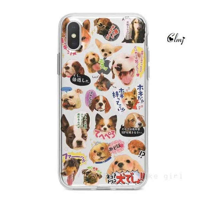 Cute Cat Dog Phone Case For iPhone 14 Plus 11 12 13 Pro XS XR X Cartoon Animal Silicone Cover Cute Clear Protective Phone Cases