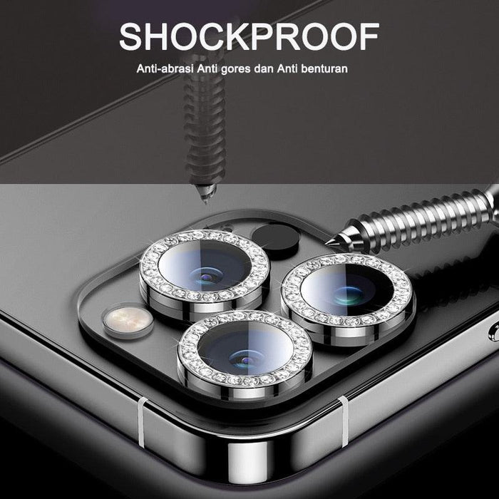 Glitter Diamond Rhinestones Metal Ring Camera Tempered Glass For iPhone 11 12 13 14 Pro Max Mini Plus Lens Protector Full Cover 9H Tempered Glass Camera Lens Protector Metal Single Ring Full Coverage Camera Lens Protector