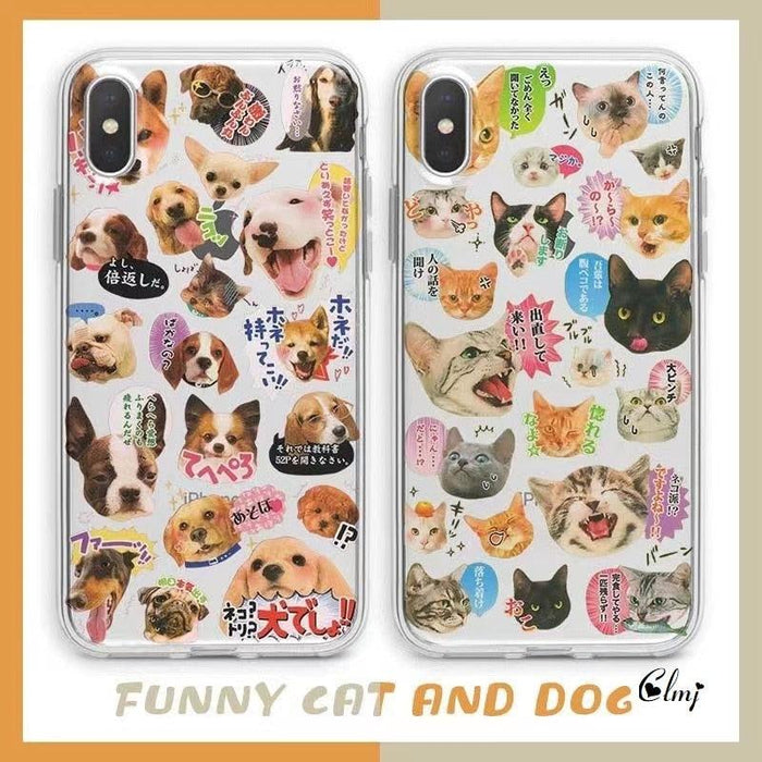 Cute Cat Dog Phone Case For iPhone 14 Plus 11 12 13 Pro XS XR X Cartoon Animal Silicone Cover Cute Clear Protective Phone Cases