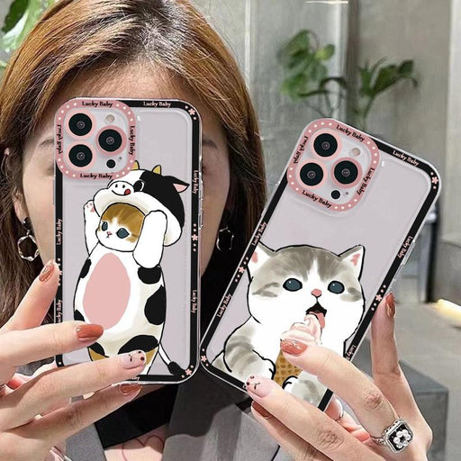 Cute Cat Phone Case For Iphone 11 12 13 Mini Pro Max 14 Pro Max Case Shell Cartoon Patterned Case Cover Soft Clear Cover Flexible Ultra Slim Anti-scratch Bumper Protective Cover For Iphone