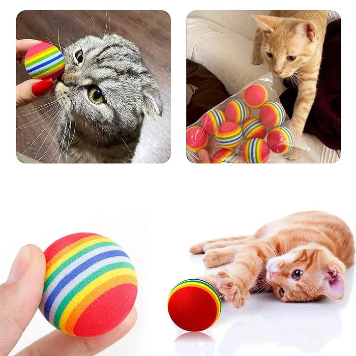 Cat Toy Interactive Ball Toys For Cats Funny Cat Rainbow Balls Kittens Pet Funny Toys Safety Material Pet Toys Creative Cat Teaser Ball Cat Plaything Cat Elastic Ball for Pet