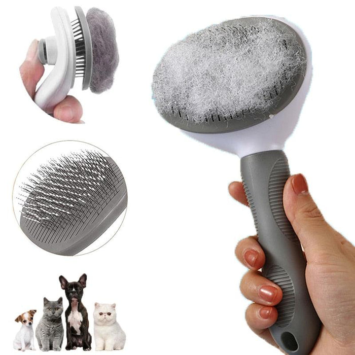 Pet Hair Remover Dog Brush Cat Comb Grooming Tools Dogs Accessories Cat Supplies Stainless Steel Beauty Massage Comb  Dog Cat Brush Pet Brush for Long and Short Hair with Self-Cleaning Brush