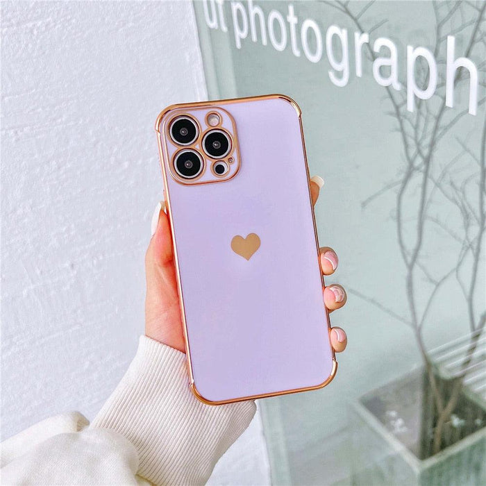 Luxurious Heart Soft Anti-Scratch Full Lens Protection Silicone Girls Shockproof Phone Case for iPhone Phone Case For iPhone 14 13 12 Pro 12Mini Soft Women Elegant Love Heart Shockproof Bumper Phone Case