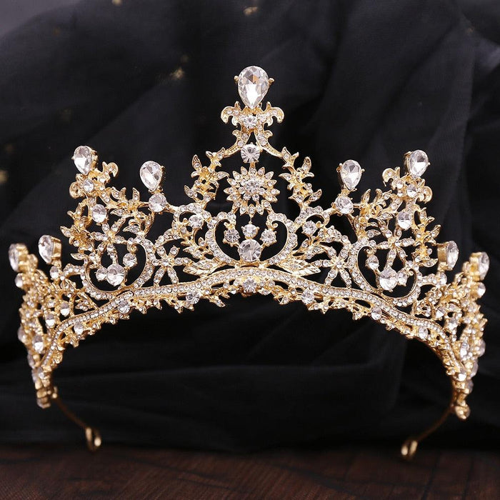 New Gold Color Crown Hair Accessories Luxury Crystal Tiara For Women Wedding Headdress Bridal Hair Jewelry Crystal Crown Pageant Bridal Wedding Hair Jewelry Accessories