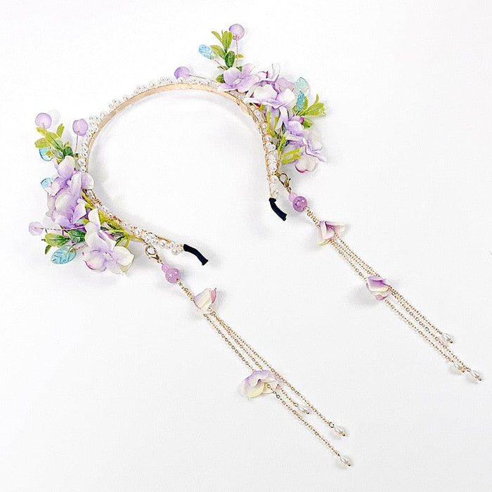 Long Tassel Headbands Hairband Simulated Pearl Leaf Tiaras and Crowns Forehead Jewelry for Women Girls Hair Accessories  Hair Band Headpiece Classic Hair Accessories Soft Sister Crown