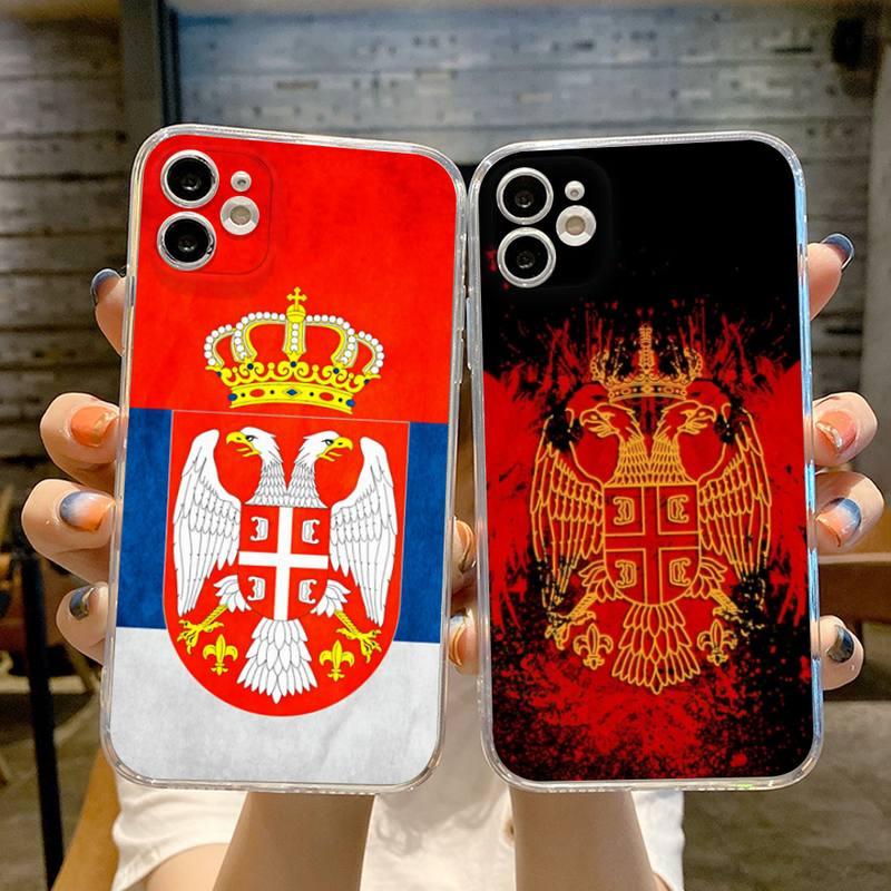 Flag of Serbia Serbian Phone Case Transparent For iphone 13 12 11 14 Pro Max Mini X XR XS 7 8 plus 13 14 Pro max phone Covers Flag Silicone Case For iphone