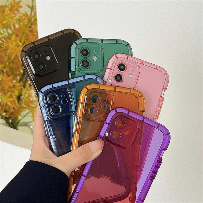 Luminous Shockproof Bumper Phone Case For iPhone 11 14 Pro Max 12 11 13 Pro Max X XR XS Max Transparent Back Cover  Full Bumper Case Strong Classic Phone Case