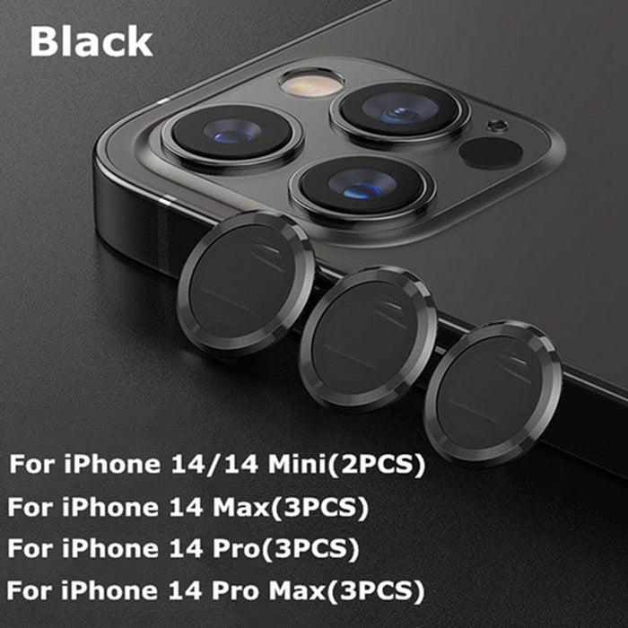 9H Tempered Glass Camera Cover Screen Protector Metal Ring Decoration Accessories For iPhone 14 13 Pro Max Metal Camera Lens Ring Glass Camera Lens Protectors for iPhone 14 13mini 13pro 14plus 14pro Camera Film