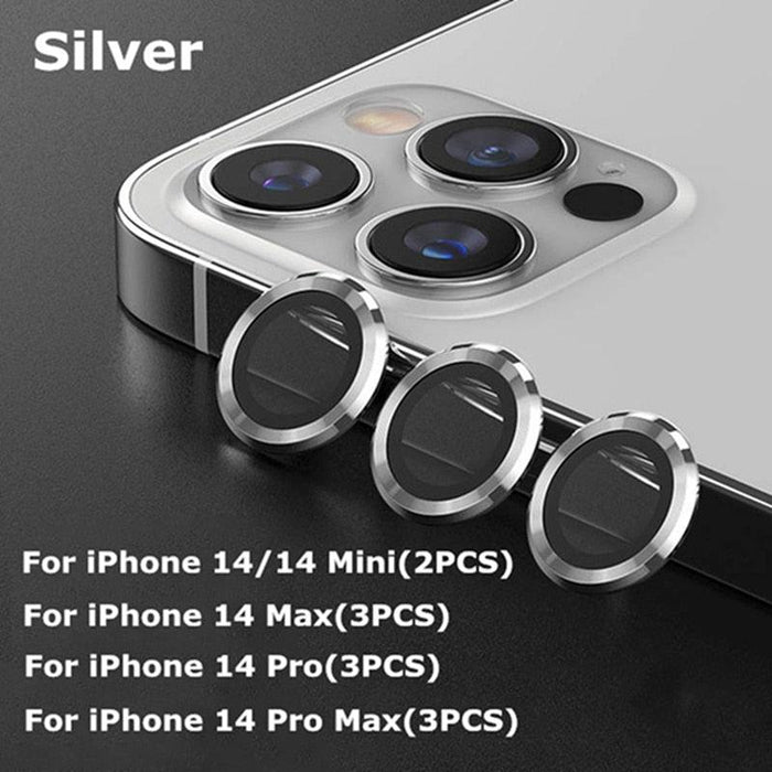 9H Tempered Glass Camera Cover Screen Protector Metal Ring Decoration Accessories For iPhone 14 13 Pro Max Metal Camera Lens Ring Glass Camera Lens Protectors for iPhone 14 13mini 13pro 14plus 14pro Camera Film