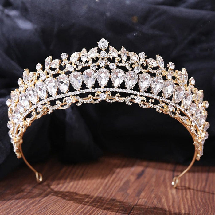 New Gold Color Crown Hair Accessories Luxury Crystal Tiara For Women Wedding Headdress Bridal Hair Jewelry Crystal Crown Pageant Bridal Wedding Hair Jewelry Accessories