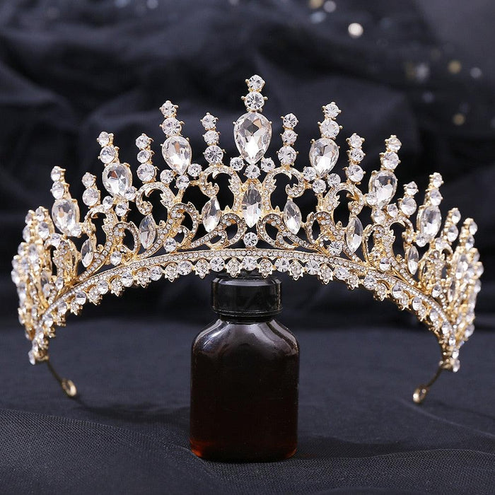 New Gold Color Crown Hair Accessories Luxury Crystal Tiara For Women Wedding Headdress Bridal Hair Jewelry Crystal Crown Pageant Bridal Wedding Hair Jewelry Accessories