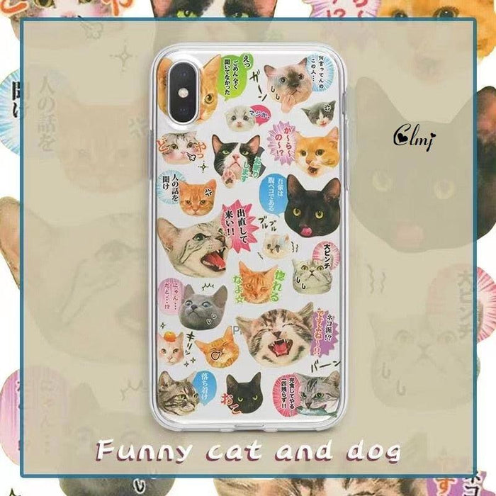 Cute Cat Dog Phone Case For iPhone 14 Plus 11 12 13 Pro XS XR X Cartoon Animal Silicone Cover Cute Clear Protective Phone Cases