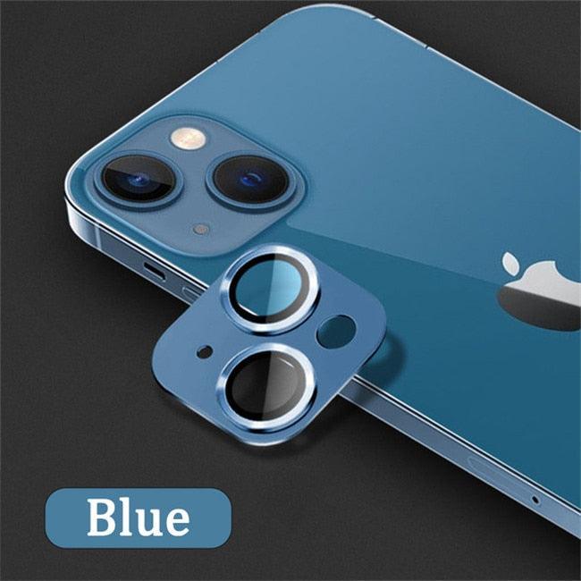 Camera Lens Metal Protector Glass For iPhone 14 13 Pro Max 13 Mini Back Lens Cap On iPhone 14 Plus Full Cover Protective Cases Metal Camera Cover with Tempered Glass Screen Protector