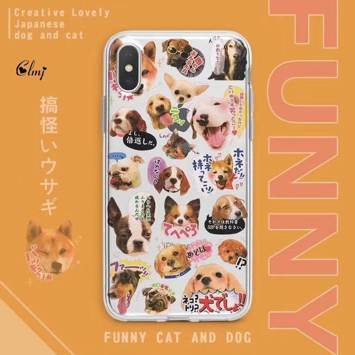 Cute Cat Dog Phone Case For iPhone 14 Plus 11 12 13 Pro XS XR X Cartoon Animal Silicone Cover Cute Clear Protective Phone Cases