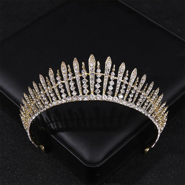 Simulated Pearls Crystal Wedding Tiaras And Crowns For Queen Princess Gold Silver Color Women Hair Jewelry Luxury Crystal Bridal Crown Tiaras Fashion Hair Jewelry Diadem Tiara For Women Bride Wedding Hair Accessories