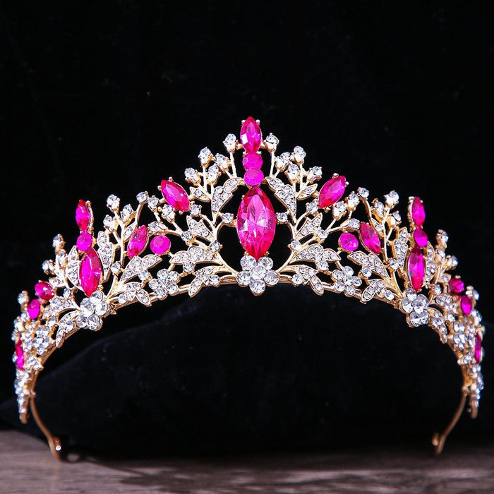 Vintage Princess Queen Bridal Crown Headwear Crystal Tiara For Women Wedding Crown Hair Dress Accessories Jewelry Bride Women Princess Crown Headband Red Crystal Rhinestone Tiara And Crowns