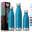 Neon Blue Water Bottle for Men Women & Kids Double Wall Stainless Steel Water Bottle Thermos Insulated Vacuum Flask Gym Sport Shaker Bottle Portable Thermoses Stylish Stainless Steel Bottle Keeps Water & Beverages All Day Hot Or Cold