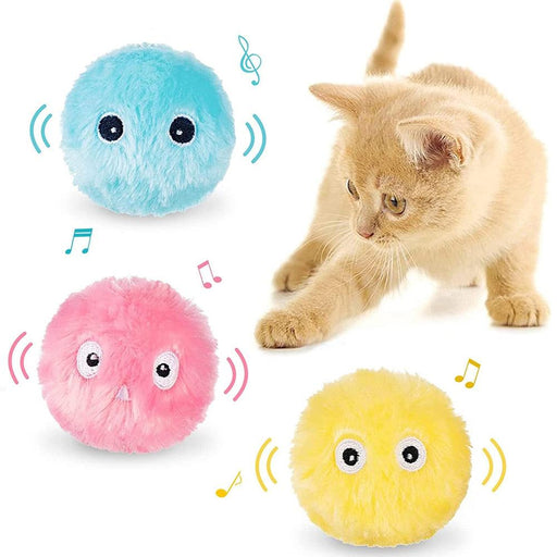 Smart Fluffy Plush Cat Ball Toys Interactive Chirping Balls Cat Kicker Toys 3 Lifelike Sounds Fun Kitty Kitten Toys  Interactive Electric Cat Ball with Sound