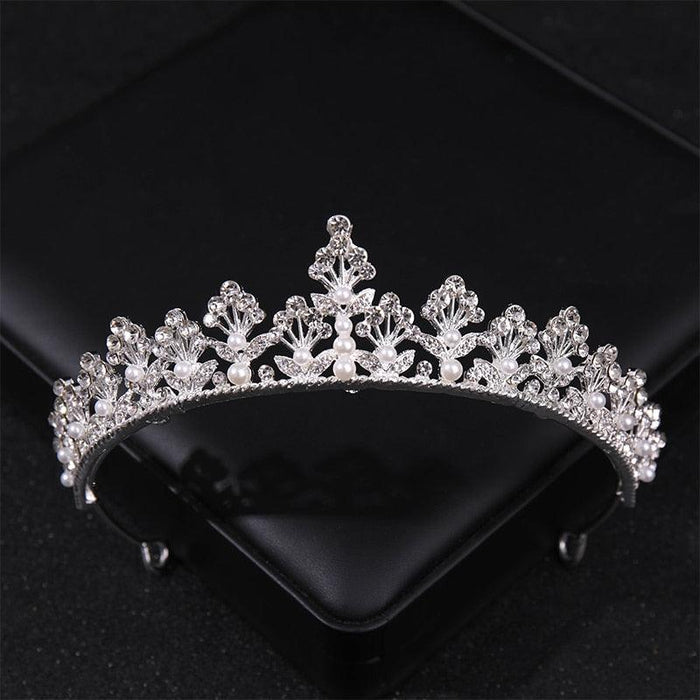 Simulated Pearls Crystal Wedding Tiaras And Crowns For Queen Princess Gold Silver Color Women Hair Jewelry Luxury Crystal Bridal Crown Tiaras Fashion Hair Jewelry Diadem Tiara For Women Bride Wedding Hair Accessories