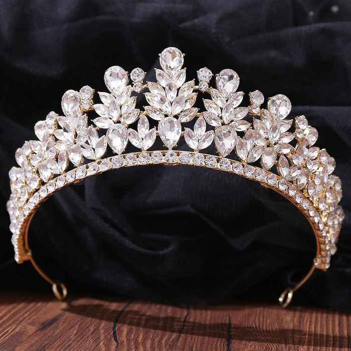 New Gold Color Crown Hair Accessories Luxury Crystal Tiara For Women Wedding Headdress Bridal Hair Jewelry Crystal Crown Pageant Bridal Wedding Hair Jewelry Accessories