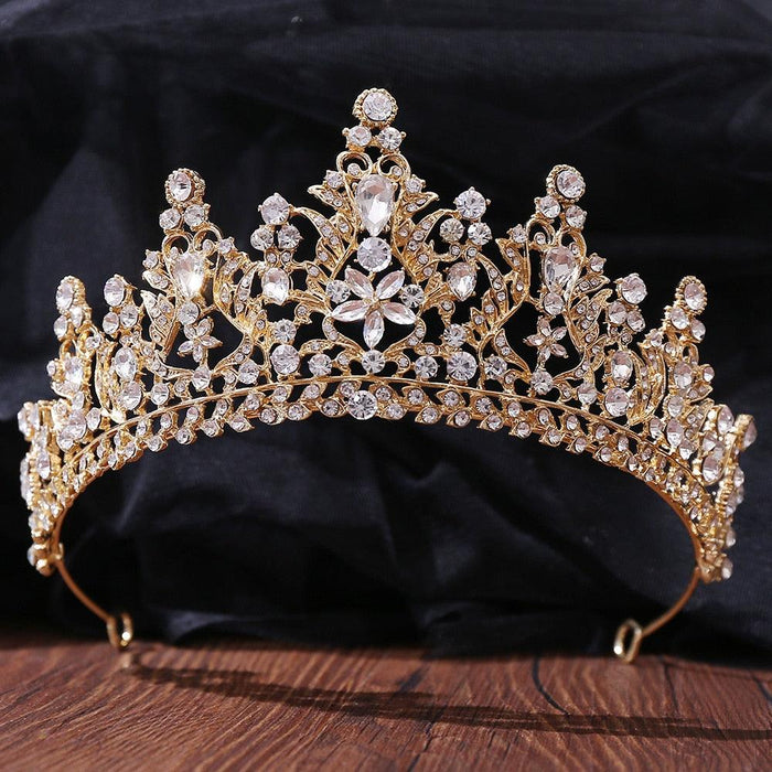 New Gold Color Crown Hair Accessories Luxury Crystal Tiara For Women Wedding Headdress Bridal Hair Jewelry Crystal Crown Pageant Bridal Wedding Hair Jewelry Accessories