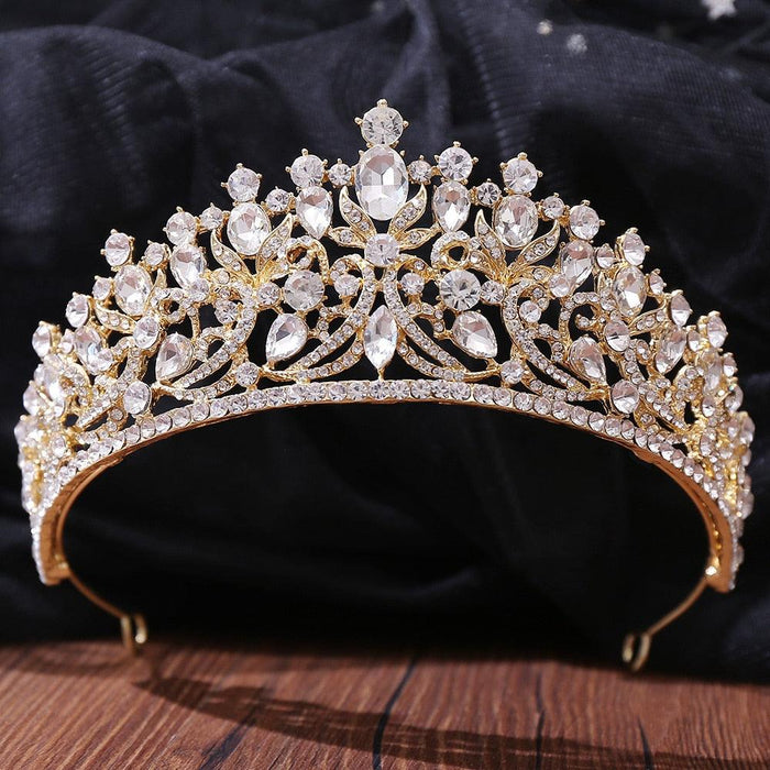 New Gold Color Crown Hair Accessories Luxury Crystal Tiara For Women Wedding Headdress Bridal Hair Jewelry Crystal Crown Pageant Bridal Wedding Hair Jewelry Accessories