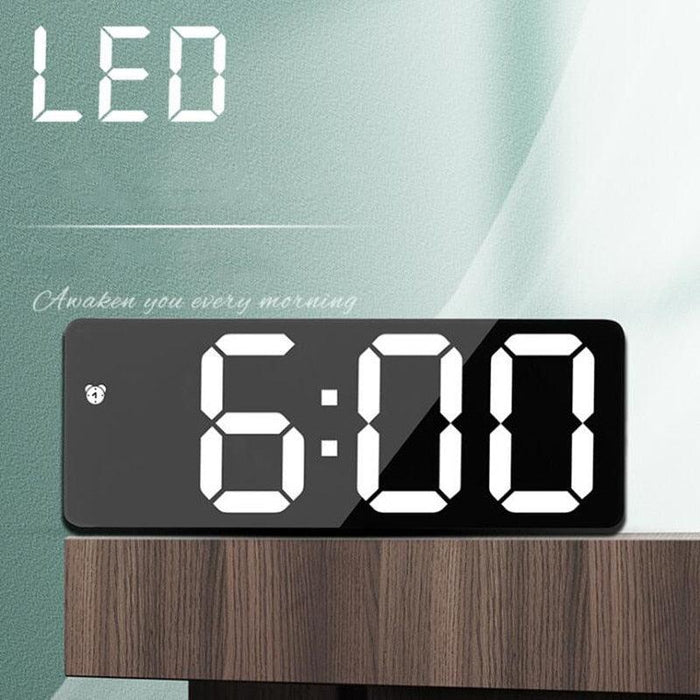 Acrylic/Mirror Alarm Clock LED Digital Clock Voice Control Snooze Time Temperature Display Night Mode Digital Alarm Clock, LED Bedside Clock with 6-Level Brightness Dual Alarm Adjustable Volume with 3 Alarm Sound Alarm Clock for Bedroom Office