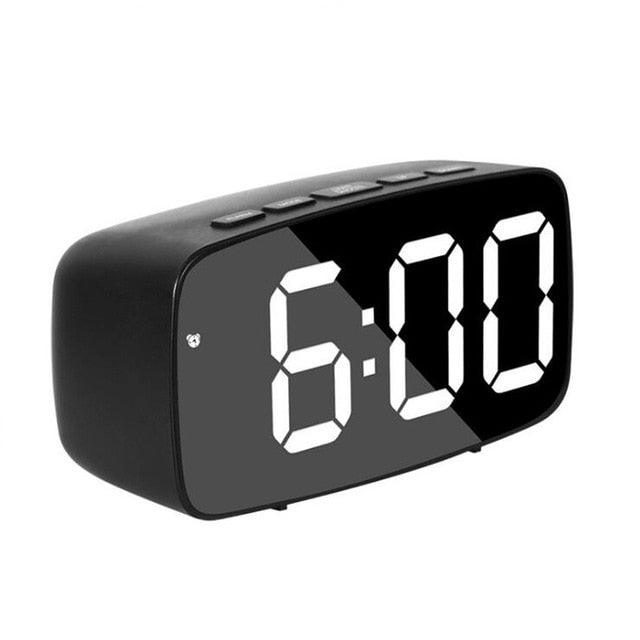 Acrylic/Mirror Alarm Clock LED Digital Clock Voice Control Snooze Time Temperature Display Night Mode Digital Alarm Clock, LED Bedside Clock with 6-Level Brightness Dual Alarm Adjustable Volume with 3 Alarm Sound Alarm Clock for Bedroom Office