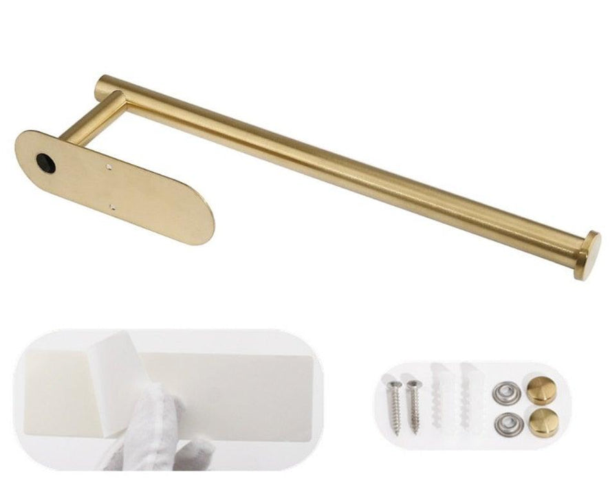 Adhesive Paper Holder Gold 304 Stainless Steel Stand Toilet Paper Towel Rack Tissue Roll Hanger For Kitchen Bathroom Free Nail Stainless Steel Toilet Tissue Roll Holder Sticky Hand Towel Hanger Vertical Or Horizontal No Drilling