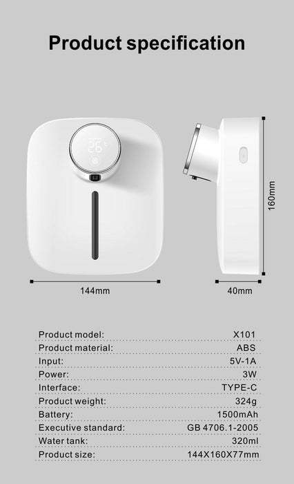 Automatic Liquid Soap Dispenser Intelligent Induction Hand Washer LED Temperature Display Wall-mounted Foam Soap Dispenser Automatic Induction Soap Dispenser Wall-Mounted Mobile Phone Washing Infrared Thermometer Household