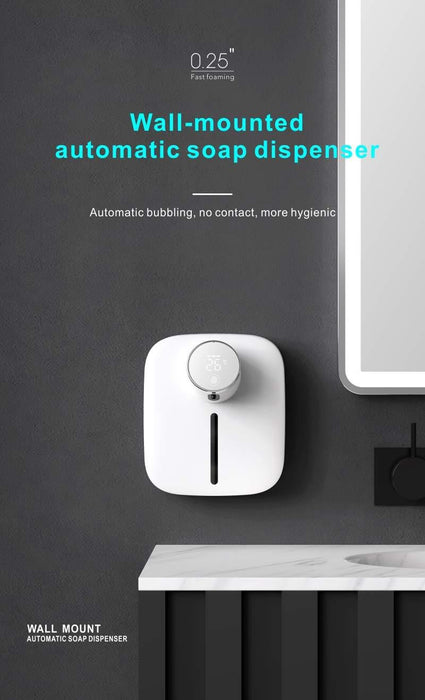 Automatic Liquid Soap Dispenser Intelligent Induction Hand Washer LED Temperature Display Wall-mounted Foam Soap Dispenser Automatic Induction Soap Dispenser Wall-Mounted Mobile Phone Washing Infrared Thermometer Household