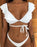 Beach Bikini Woman Lace Up Tie Strapless Leopard Swimsuit  Women's Halter Bikini V Cut Bottom Lace Up Two Piece Swimsuits Female Push Up Ruffled Bow Bathing Suit Thong Swimwear