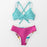 Beautiful Pink Blue Mid Waist Bikini Sets Women Light Aqua And Leafy Two Pieces Swimsuits  New Bathing Suit Fashion Women's Swimsuit High Cut Bikini Push Up Charming Beach Two Piece Bathing Suits