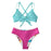 Beautiful Pink Blue Mid Waist Bikini Sets Women Light Aqua And Leafy Two Pieces Swimsuits  New Bathing Suit Fashion Women's Swimsuit High Cut Bikini Push Up Charming Beach Two Piece Bathing Suits