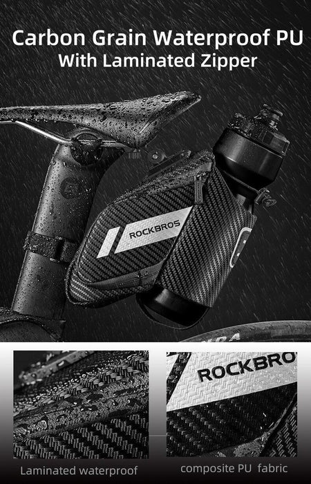 Bicycle Bag Water Repellent Durable Reflective Road Bike With 1.5L Water Bottle Pocket Bike Bag Accessories Bike Saddle Bag Bike Seat Bag With Water Bottle Holder Bicycle Bag Under Seat Waterproof For Road Bike