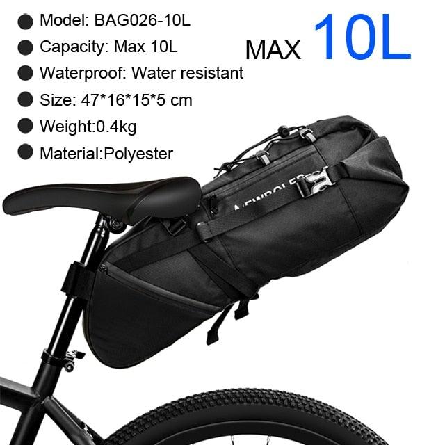 Bike Bag Waterproof Large Capacity Bicycle Bag Cycling Foldable Road Trunk Bike Packing Large Bike Bags Waterproof Bike Bag Under Seat Roll Up Cycling Rear Tail Pack Black 13L