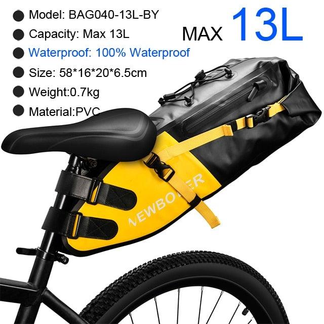 Bike Bag Waterproof Large Capacity Bicycle Bag Cycling Foldable Road Trunk Bike Packing Large Bike Bags Waterproof Bike Bag Under Seat Roll Up Cycling Rear Tail Pack Black 13L