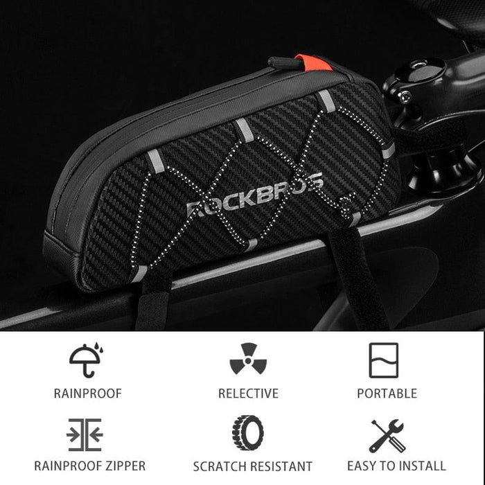 Bike Bag Waterproof Reflective Front Top Frame Tube Bag Large Capacity Ultralight Bicycle Bag Cycling Bike Top Tube Bag Front Frame Bag Water-resistant Bike Storage Bag Large Bike Pouch